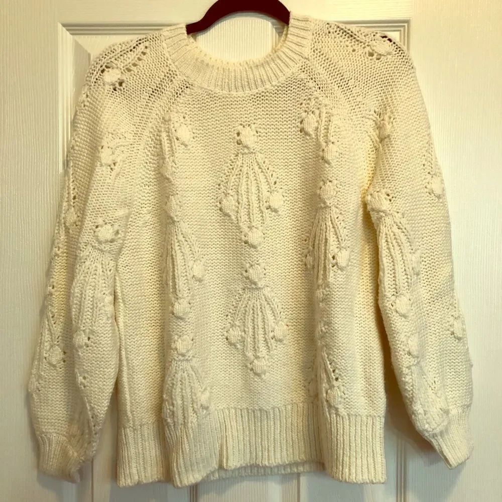 GAP balloon sleeve oversized cable sweater S boho Cottagecore